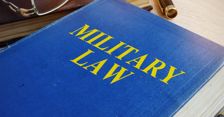 Close up of a military law book