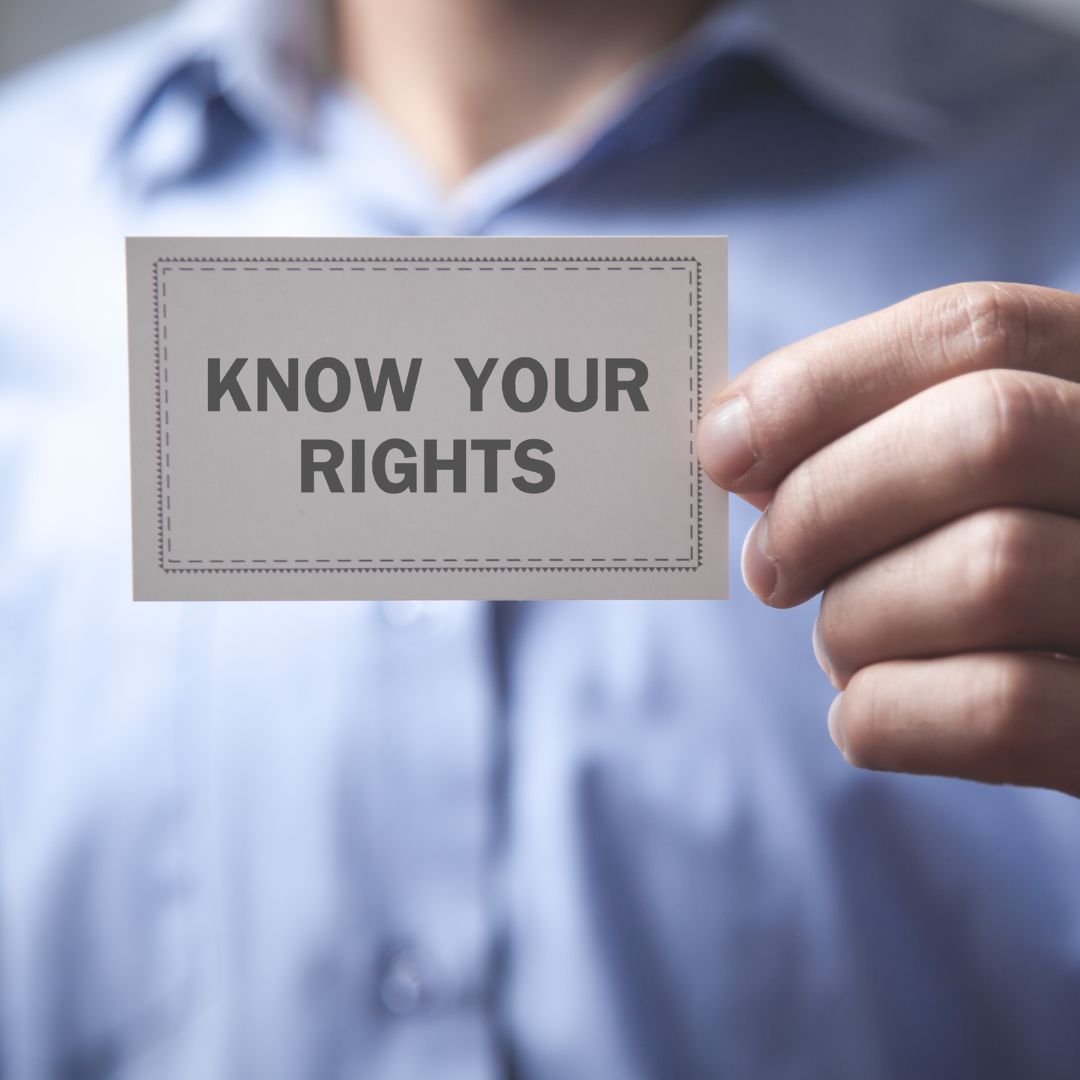 card that reads "Know Your Rights"