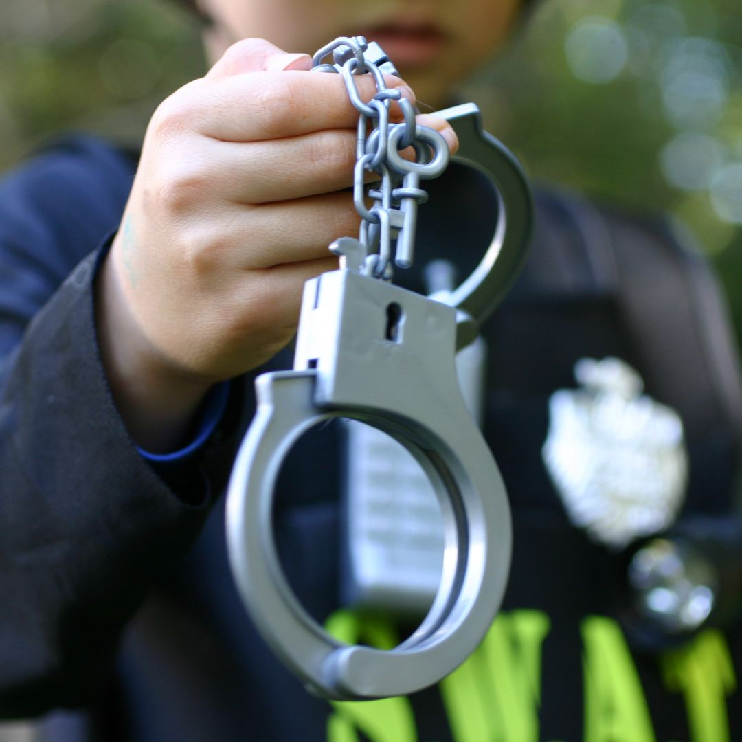 Handcuffs and cop.