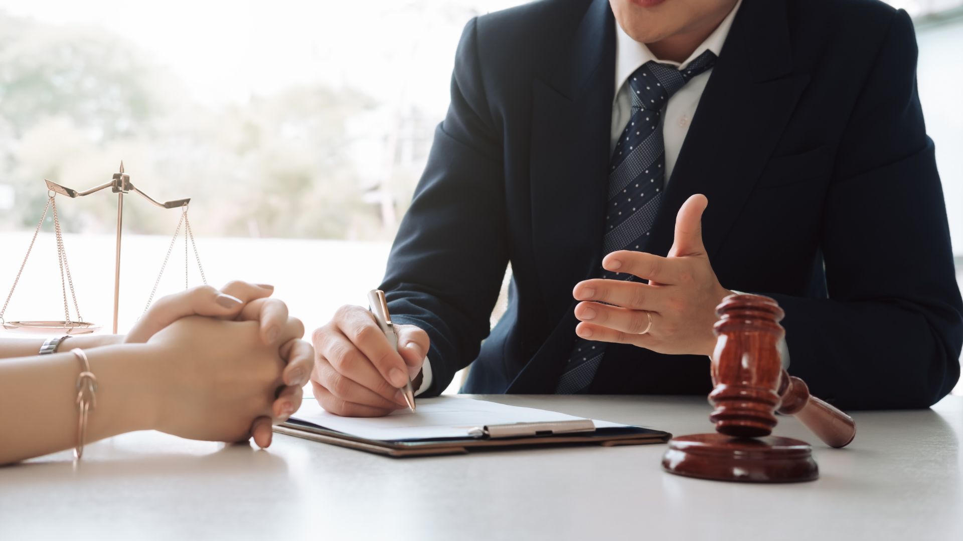 lawyer discussing with client