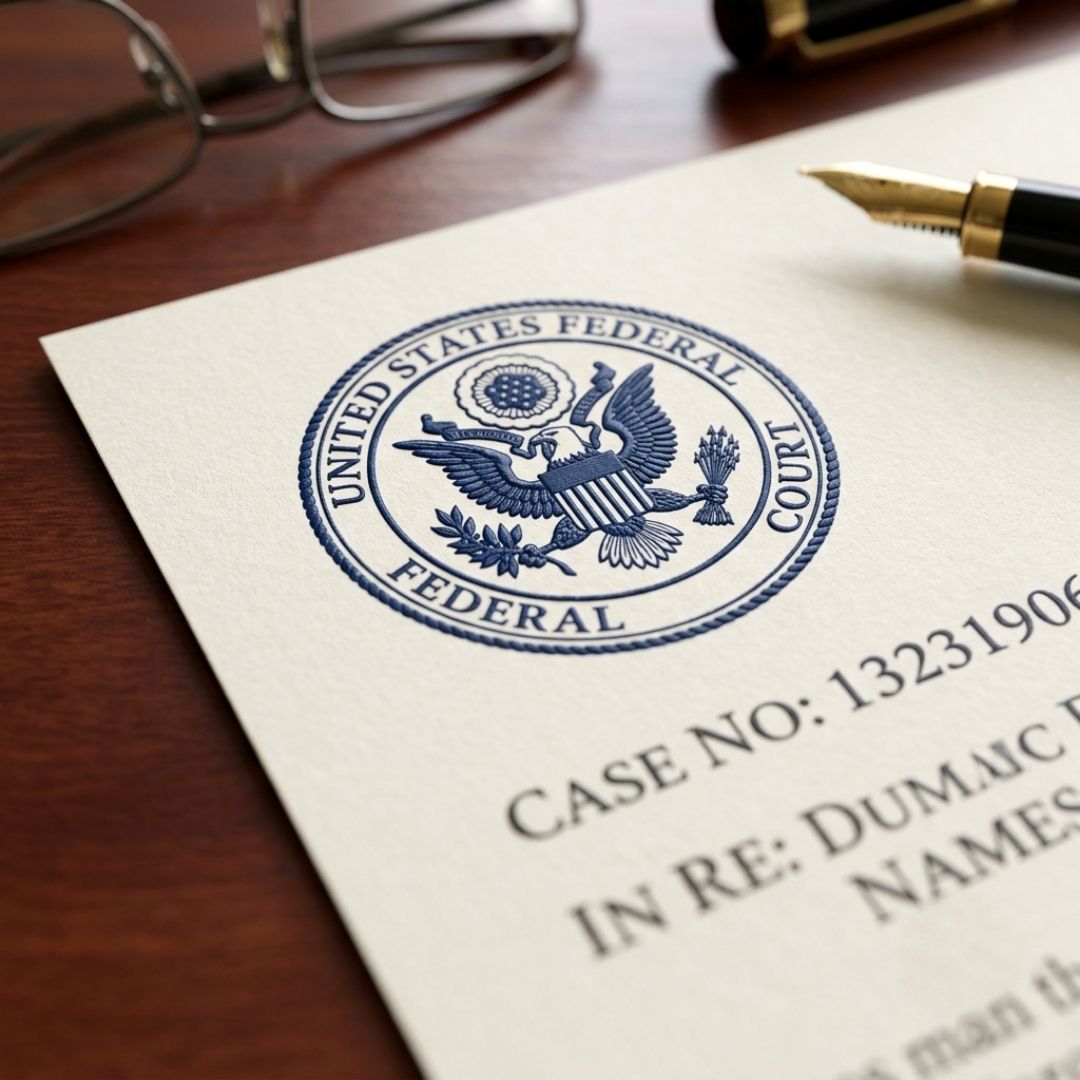 Close-up of a federal court document.
