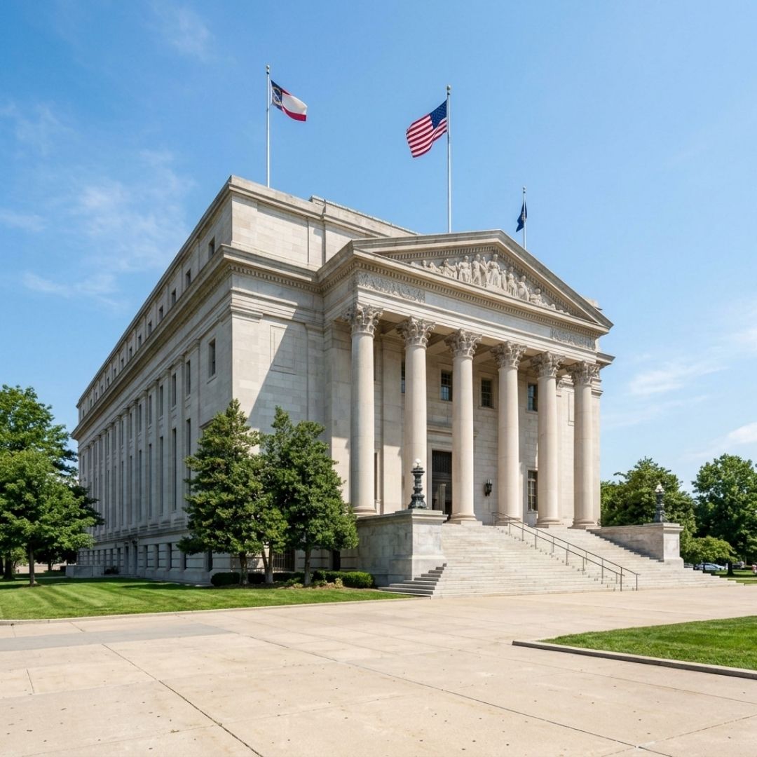 Exterior view of a federal courthouse building.